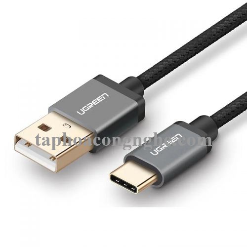 Ugreen 30883 3M 3A Màu Đen Cáp USB TypeC sang USB 2.0 Hỗ trợ sạc nhanh dây bên Nylon US174 30030883